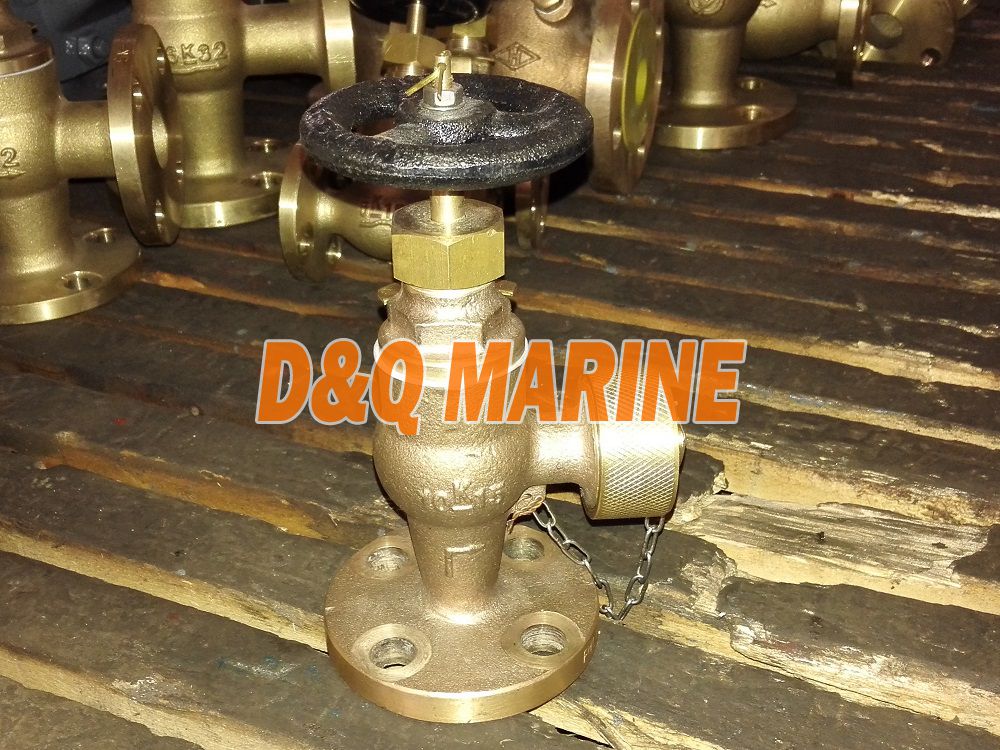 Marine Bronze/Brass Angle Hose Valve JIS F7334B 10K