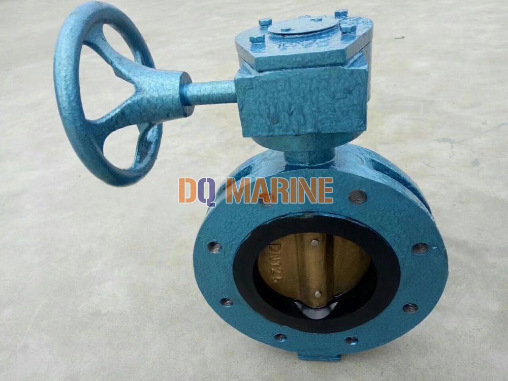 Marine Center Double Flanged Worm Manual Butterfly Valve