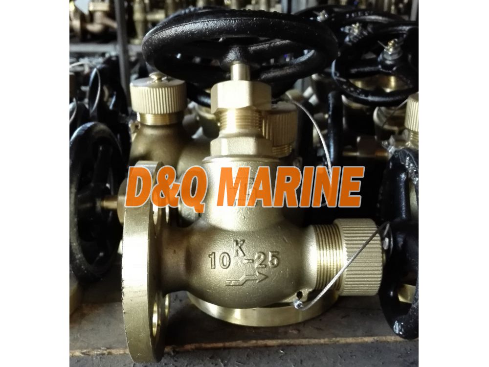 Marine Bronze/Brass Globe Hose Valve JIS F7334A 10K