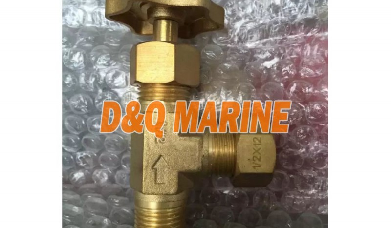 Brass Needle Angle Valve with Ring Joint Nut at Outlet - Image 1