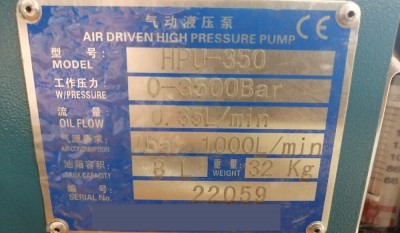 HPU-350 Air Driven High Pressure Pump thumbnail 2